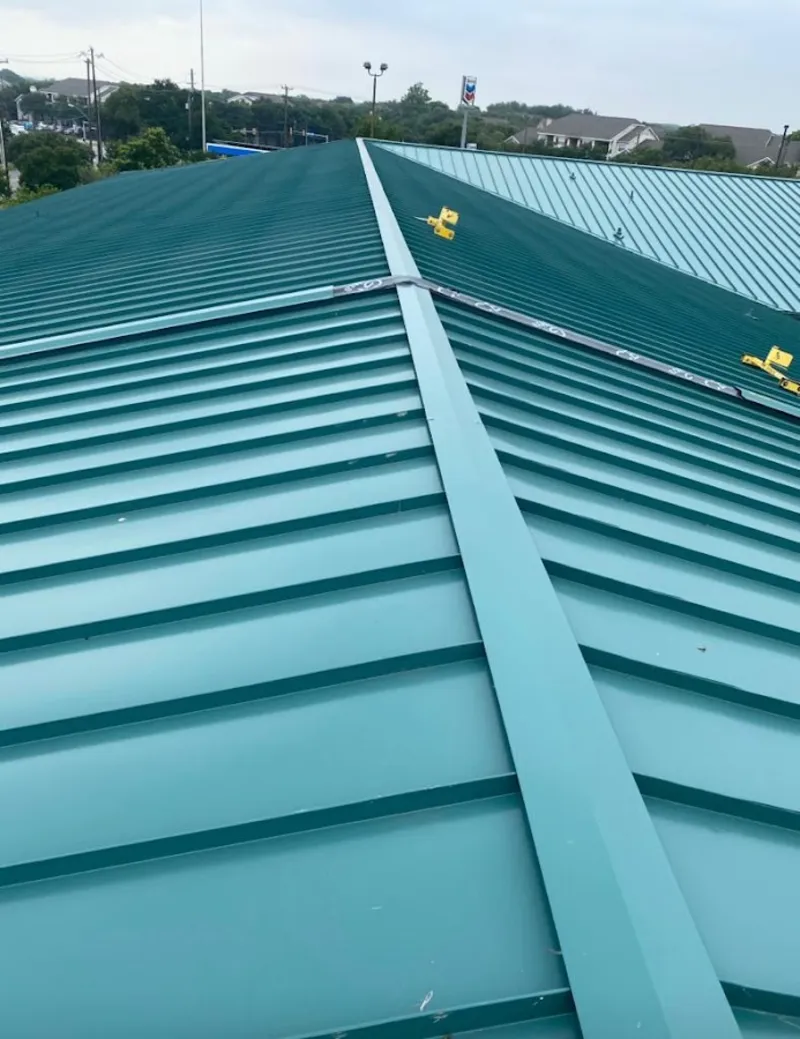 Green commercial metal roof ridge and valley for Metal Roof Repair in Alhambra